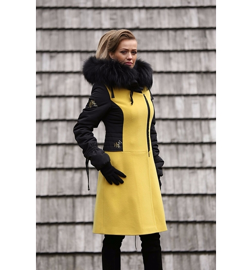 Dámský zimní kabát MARLENE ML SOFIA black yellow - Marlene - ML SOFIA 3 JACKET black yellow