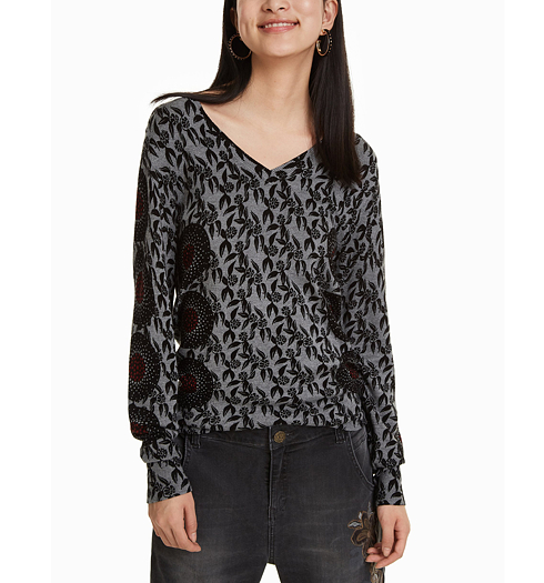 Dámský svetr DESIGUAL JAKINDE 2043 GRIS VIGORE OSCURO - DESIGUAL - 18WWJFDP 2043 JERS_JAKINDE