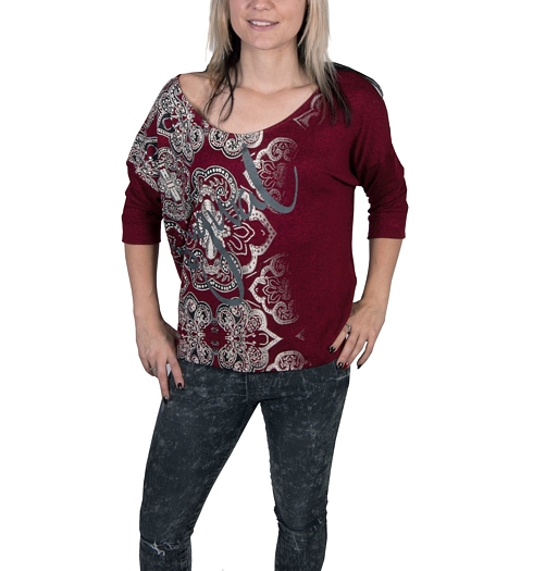 Dámské triko DESIGUAL NISA 3007 BORGONA - DESIGUAL - 18WWTK86 3007 TS NISA