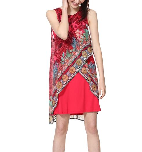 Dámské šaty DESIGUAL MONIQUE 3000 CARMIN - DESIGUAL - 19SWVW78 3000 VEST_MONIQUE