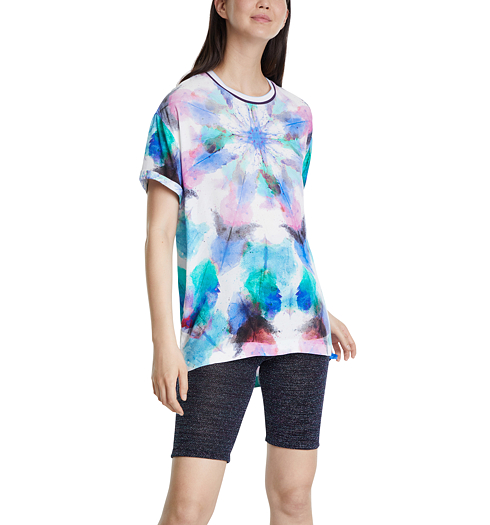 Dámská halenka DESIGUAL BLUS_PALERMO 5042 FLOOR TURQUOISE - DESIGUAL - 20SWBW31 5042 BLUS_PALERMO