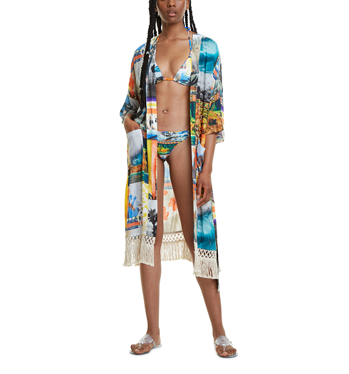 Dámské šaty DESIGUAL KIMONO_HAWAI 9019 TUTTI FRUTI - DESIGUAL - 20SWMW15 9019 KIMONO_HAWAI