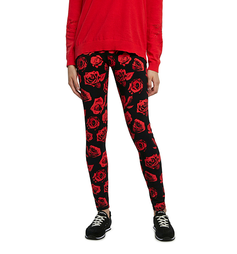 Dámské legins DESIGUAL ROSES 2000 NEGRO - DESIGUAL - 21SWKK09 2000 LEGGING_ROSES