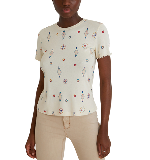 Dámské triko DESIGUAL GIUPESSA 1001 CRUDO - DESIGUAL - 21WWTK69 1001 TS_GIUPESSA