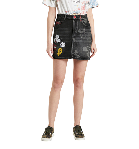 Dámská sukně DESIGUAL MICKEY 5162 DENIM BLACK WASH - DESIGUAL - 21WWFD13 5162 FAL_MICKEY