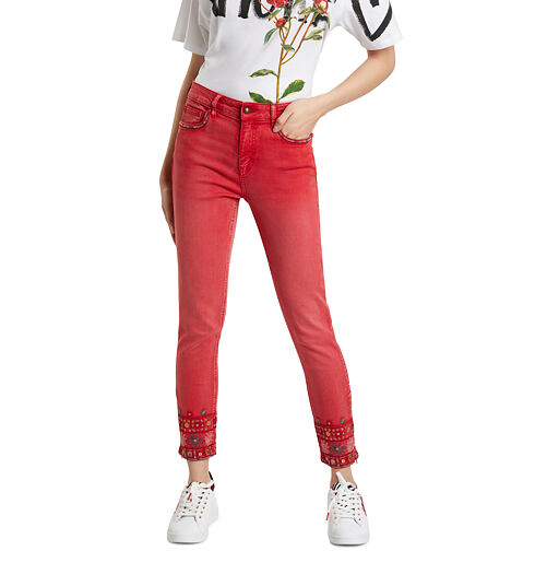 Dámské kalhoty DESIGUAL DELFOS 3053 ROJO MARINE - DESIGUAL - 21WWPN16 3053 PANT_DELFOS