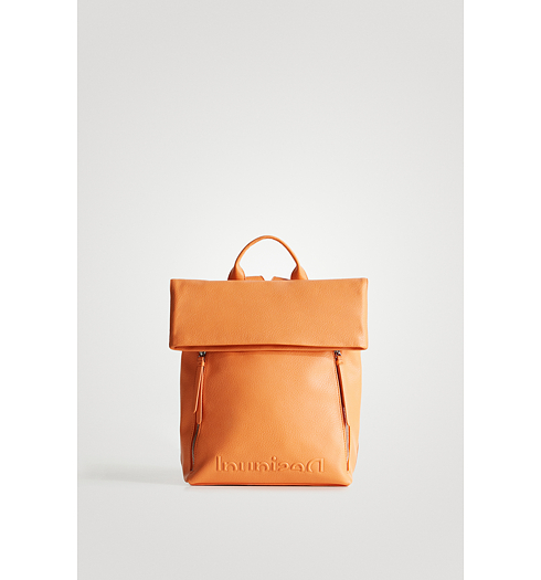 Dámský batůžek DESIGUAL HALF LOGO NERANO 2.0 7002 ORANGE - DESIGUAL - 22SAKP01 7002 BACK_HALF LOGO NERANO 2.0