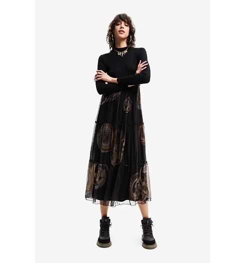 Dámské šaty DESIGUAL GLORIA 2000 NEGRO - DESIGUAL - 22WWVK55 2000 VEST_GLORIA