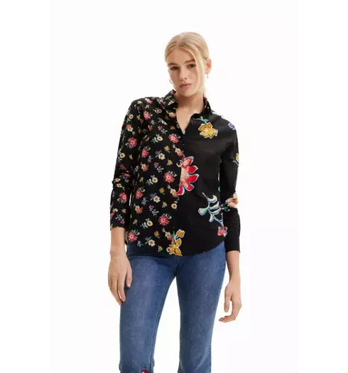 Dámská košile DESIGUAL SINGAPUR 2000 BLACK - DESIGUAL - 23SWCW36 2000 CAM SINGAPUR