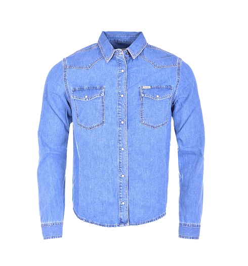 Pánská jeans košile CROSS A601 19 SHIRT 19 MID BLUE - Cross - A601 19 SHIRT