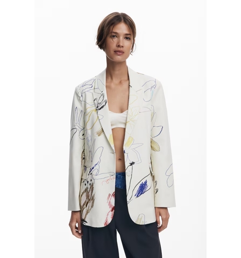 Dámské sako DESIGUAL 25WWEW21 1001 BLAZER ARTY 1001 WHITE - DESIGUAL - 25WWEW21 1001 BLAZER ARTY
