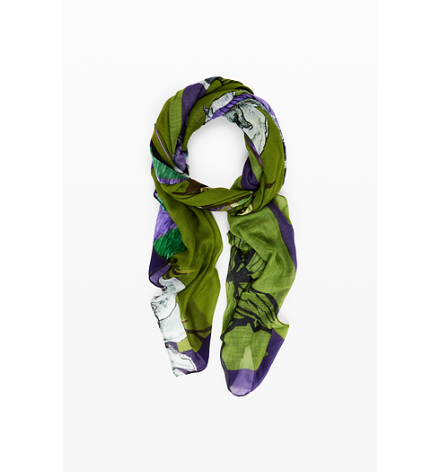 Dámský šátek DESIGUAL 25WAWA02 4000 FOU FLOWERS LACROIX 4000 GREEN - DESIGUAL - 25WAWA02 4000 FOU FLOWERS LACROIX