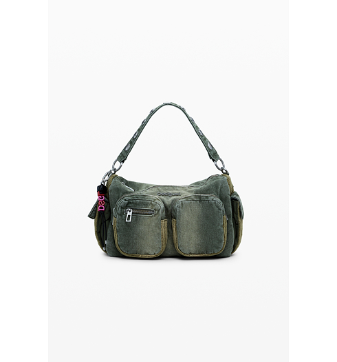 Dámská kabelka DESIGUAL 25WAXD03 4092 BAG BRAVO HYBRID DENIM HABANA 4092 GREEN - DESIGUAL - 25WAXD03 4092 BAG BRAVO HYBRID DENIM HABANA