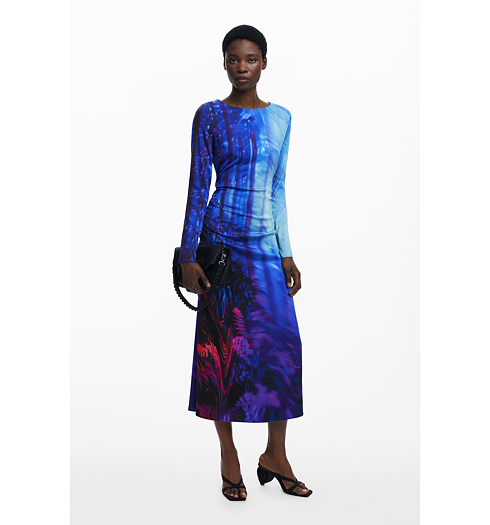 Dámské zimní šaty DESIGUAL PAISAJEROSA Modrá - DESIGUAL - 25WWVW22 3016 VEST PAISAJEROSA