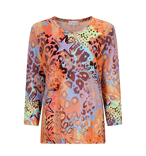 Dámská halenka HAJO D Shirt allover Druck RH 3/4 Oranžová - HAJO - 10634 990 D Shirt allover Druck RH 3/4