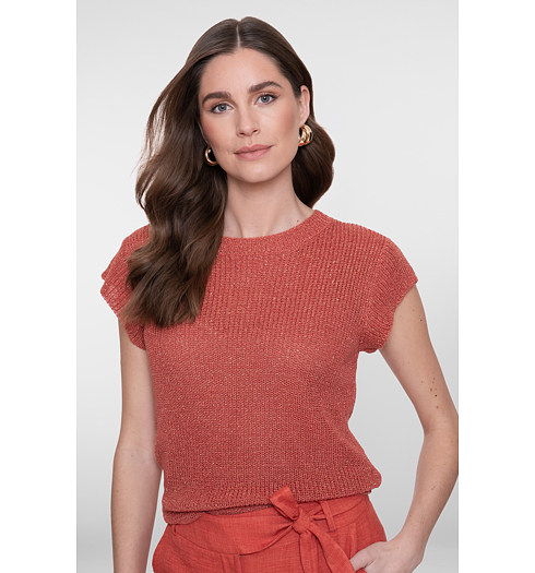 Dámský svetr Geisha Pullover lurex Oranžová - Geisha - 64082-70 743 Pullover lurex sleeveless