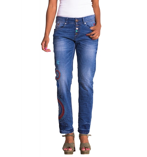 Dámské jeans DESIGUAL DENIM_GERO BOYFRIEND 2 5053 DENIM MEDIUM WASH - DESIGUAL - 51D26D4 5053 DENIM_GERO BOYFRIEND 2