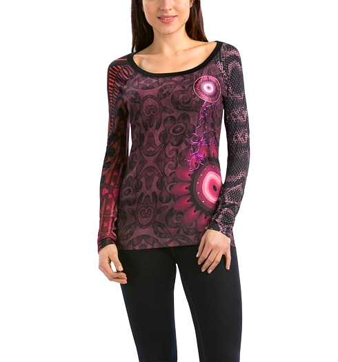 Dámské triko DESIGUAL TS TROYA 3082 ruby wine - DESIGUAL - 57T25E2 3082 TS TROYA
