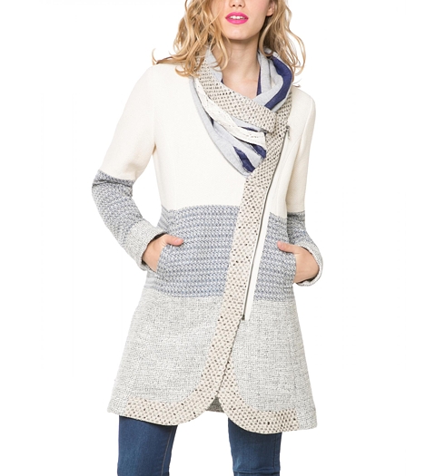 Dámský kabát DESIGUAL ABRIG COLORFUL CIRCLES 1010 TIZA - DESIGUAL - 61E29H2 1010 ABRIG COLORFUL CIRCLES