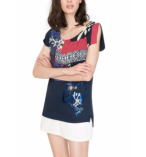 Dámské triko DESIGUAL TS_SEX 5000 NAVY - DESIGUAL - 61T26F1 5000 TS_SEX