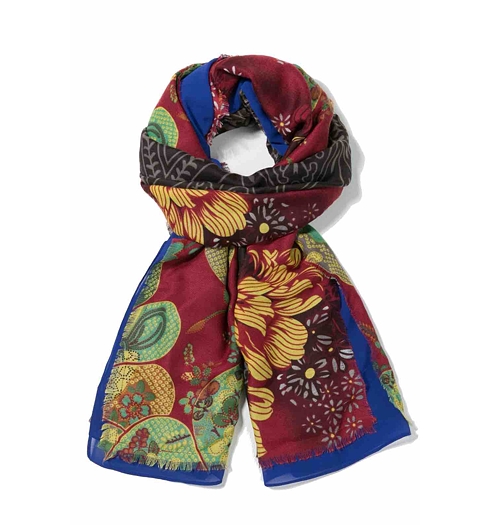 Dámský šátek DESIGUAL TOKYO TALES RECTANGLE 3029 rojo oscuro - DESIGUAL - 67W54E6 3029 TOKYO TALES RECTANGLE