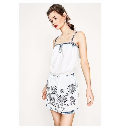 Dámské šaty DESIGUAL TARRAGONA 5179 DENIM BLEACH - DESIGUAL - 73V2JM4 5179 VEST_TARRAGONA