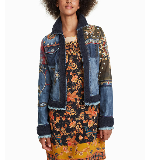 Dámská bunda DESIGUAL MILITAR DENIM 5053 JEANS VAQUERO - DESIGUAL - 18WWED47 5053 CHAQ_MILITAR DENIM