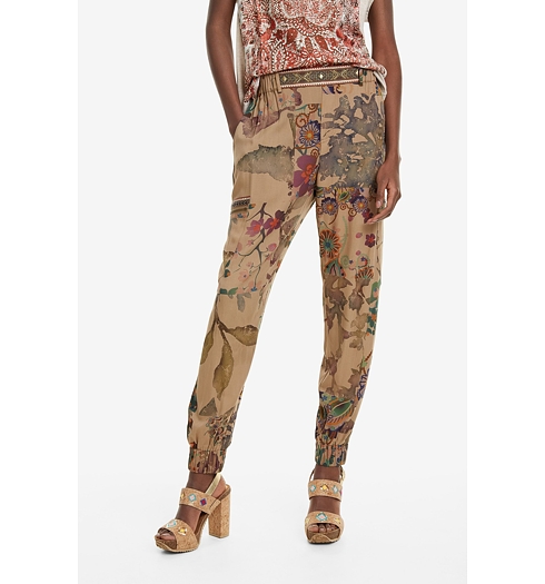Dámské kalhoty DESIGUAL CLARIS 4092 KAKI - DESIGUAL - 19SWPW03 4092 PANT_CLARIS