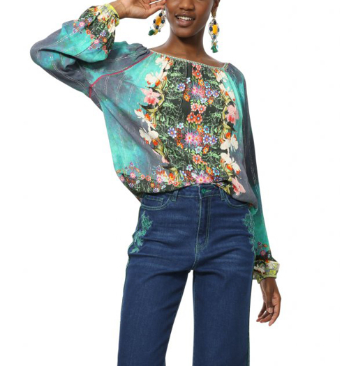 Dámská halenka DESIGUAL KELLY 4050 VERDE PETER - DESIGUAL - 19SWBW37 4050 BLUS_KELLY