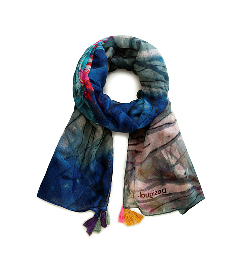 Dámský šátek DESIGUAL FOUL_MIDNIGHT 5000 NAVY - DESIGUAL - 20SAWA38 5000 FOUL_MIDNIGHT