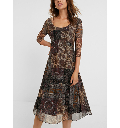 Dámské šaty DESIGUAL KERALA 6000 BROWN - DESIGUAL - 20WWVK67 6000 VEST_KERALA