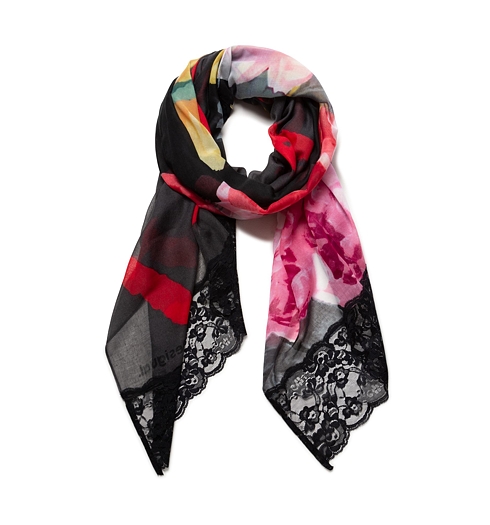 Dámský šátek DESIGUAL BE YOU 2002 ANTHRACITE - DESIGUAL - 20WAWA15 2002 FOUL_BE YOU