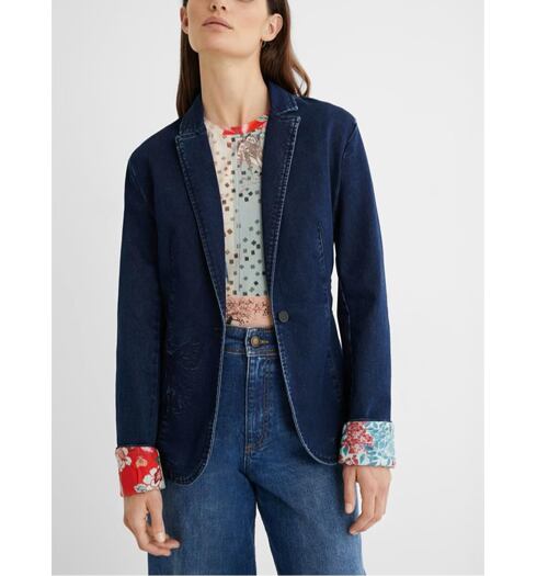Dámské sako DESIGUAL PIAF 5008 DENIM DARK BLUE - DESIGUAL - 21WWEWAI 5008 AME_PIAF