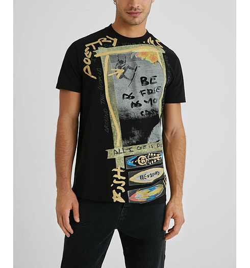 Pánské triko DESIGUAL JATRAS 2000 NEGRO - DESIGUAL - 21WMTK56 2000 TS_JATRAS