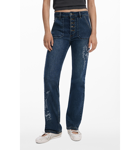 Dámské jeans DESIGUAL 25WWDD22 5089 DENIM  DRAWINGS 5089 BLUE - DESIGUAL - 25WWDD22 5089 DENIM  DRAWINGS