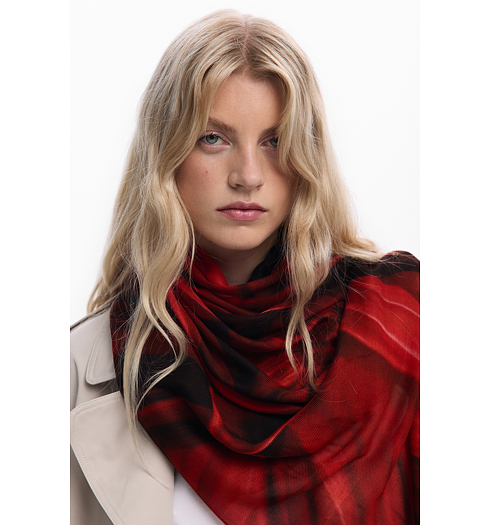 Dámský šátek DESIGUAL FLOWERINA Červená - DESIGUAL - 25WAWA18 2000 FOU FLOWERINA