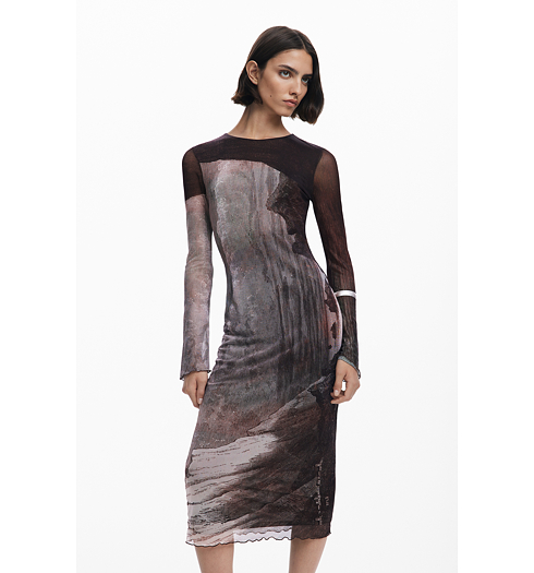 Dámské zimní šaty DESIGUAL ABYSS LACROIX Hnědá - DESIGUAL - 25WWVK01 6044 VEST ABYSS LACROIX