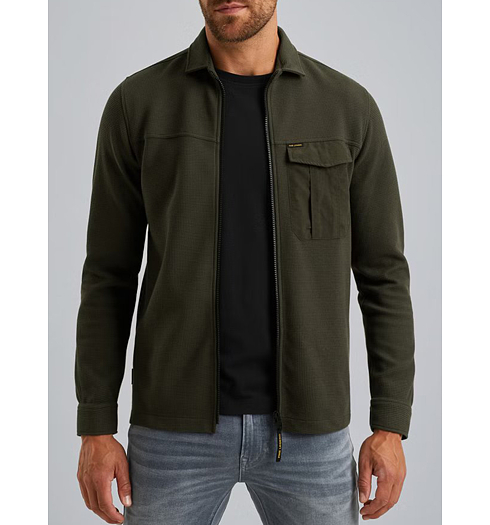 Pánská mikina PME LEGEND Shirt jacket with waffle texture Zelená - PME LEGEND - PSI2509248 8039 Shirt jacket with waffle texture