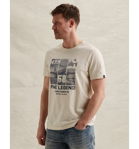 Pánské triko PME LEGEND Short sleeve r-neck single jersey Béžová - PME LEGEND - PTSS2603554 7013 Short sleeve r-neck