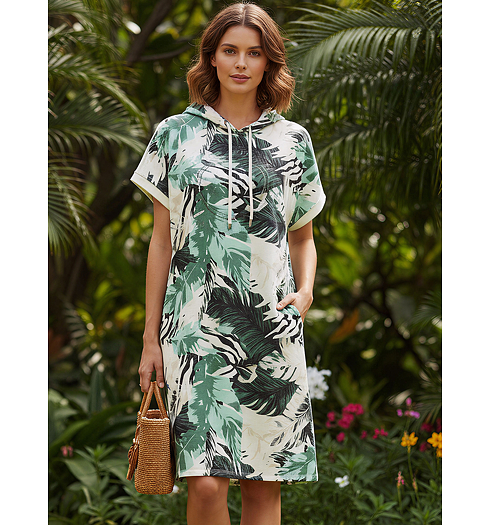 Dámské šaty HAJO 10535 551 D Sweatkleid Kapuze Tunnelzug 551 aloe - HAJO - 10535 551 D Sweatkleid Kapuze Tunnelzug