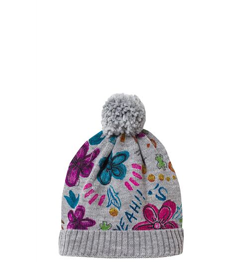 Dámská zimní čepice DESIGUAL GORRO FLOWERS 2013 CENIZA - DESIGUAL - 58H58A3 2013 GORRO_ FLOWERS
