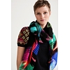 Dámský šátek DESIGUAL PLEATED FOCUS RECTANGLE 2000 NEGRO - DESIGUAL - 22SAWA05 2000 FOU_PLEATED FOCUS RECTANGL