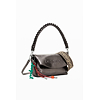 Dámská kabelka DESIGUAL 25WAXPAQ 9225 BAG HALF LOGO TROKEL DARK SILVER 9225 MATERIAL FINISHES - DESIGUAL - 25WAXPAQ 9225 BAG HALF LOGO TROKEL DARK SILVER