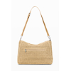 Dámská kabelka DESIGUAL HALF LOGO RAFFIA LEIRIA Béžová - DESIGUAL - 26SAXO04 1014 BAG HALF LOGO RAFFIA LEIRIA
