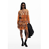 Dámské zimní šaty DESIGUAL BOHOSHORT Oranžová - DESIGUAL - 25WWVW18 7002 VEST BOHOSHORT