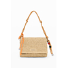 Dámská kabelka DESIGUAL HALF LOGO RAFFIA VENECIA Béžová - DESIGUAL - 26SAXO03 1014 BAG HALF LOGO RAFFIA VENECIA