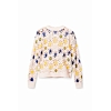 Dámský svetr DESIGUAL DAISIES - DESIGUAL - 23SWJF03 1001 JERS DAISIES