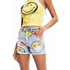 Dámské bermudy DESIGUAL SMILEY 5053 BLUE - DESIGUAL - 23SWDD70 5053 DENIM SMILEY