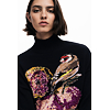 Dámský svetr DESIGUAL BIRD LACROIX Černá - DESIGUAL - 25WWJF04 2000 JERS BIRD LACROIX