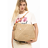 Dámská kabelka DESIGUAL HALF LOGO RAFFIA LEIRIA Béžová - DESIGUAL - 26SAXO04 1014 BAG HALF LOGO RAFFIA LEIRIA